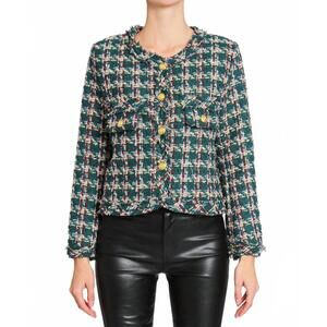 NEW BEULAHSTYLE tweed cropped blazer in green
